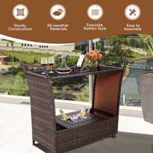 Load image into Gallery viewer, Gymax Rattan Patio Bar Cart Beverage Bar Counter Table w/ Wheels & Ice Bucket