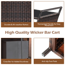 Load image into Gallery viewer, Gymax Rattan Patio Bar Cart Beverage Bar Counter Table w/ Wheels & Ice Bucket