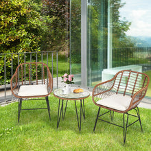 Load image into Gallery viewer, Gymax 3PCS Rattan Patio Conversation Set Bistro Chat Set w/ Cushions