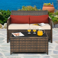 Load image into Gallery viewer, Gymax 2PCS Outdoor Rattan Loveseat & Table Set Patio Furniture Set w/ Cushions