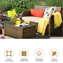 Load image into Gallery viewer, Gymax 2PCS Outdoor Rattan Loveseat & Table Set Patio Furniture Set w/ Cushions