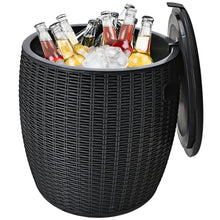 Load image into Gallery viewer, Gymax 9.5-Gal Patio Ice Cooler Bucket Cool Bar Table Cocktail Side Table w/ Lid Black/Brown