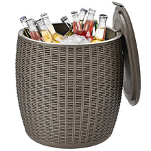 Load image into Gallery viewer, Gymax 9.5-Gal Patio Ice Cooler Bucket Cool Bar Table Cocktail Side Table w/ Lid Black/Brown