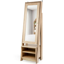 Load image into Gallery viewer, Gymax Jewelry Cabinet Large Full Length Armoire 2-in-1 Stand Mirror Organizer
