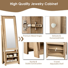Load image into Gallery viewer, Gymax Jewelry Cabinet Large Full Length Armoire 2-in-1 Stand Mirror Organizer