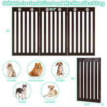 Load image into Gallery viewer, Gymax 36'' Folding Wooden Freestanding Dog Gate Pet Gate W/360¡ã Flexible Hinge