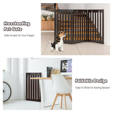Load image into Gallery viewer, Gymax 36'' Folding Wooden Freestanding Dog Gate Pet Gate W/360¡ã Flexible Hinge