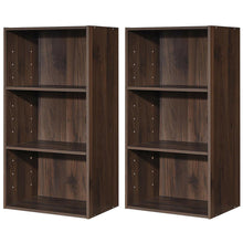 Load image into Gallery viewer, Gymax 2 PCS 3 Tier Open Shelf Bookcase Multi-functional Storage Display Cabinet Walnut