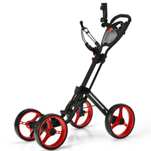 Load image into Gallery viewer, Gymax 4 Wheels Folding Golf Push Cart W/ Adjustable Handle Foot Brake