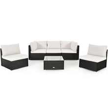 Load image into Gallery viewer, Gymax 6PCS Rattan Outdoor Sectional Sofa Set Patio Furniture Set w/ White Cushions