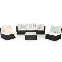 Load image into Gallery viewer, Gymax 6PCS Rattan Outdoor Sectional Sofa Set Patio Furniture Set w/ White Cushions