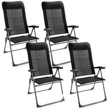 Load image into Gallery viewer, Gymax 4PCS Patio Folding Dining Chairs Portable Camping Headrest Adjust Black