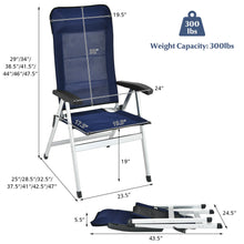 Load image into Gallery viewer, Gymax 2PCS Patio Dining Chair Aluminum Camping Adjust Portable Headrest Navy