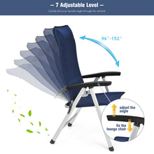 Load image into Gallery viewer, Gymax 2PCS Patio Dining Chair Aluminum Camping Adjust Portable Headrest Navy