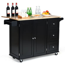 Load image into Gallery viewer, Gymax Drop-Leaf Kitchen Island Trolley Cart Wood Storage Cabinet w/ Spice Rack Black