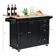 Load image into Gallery viewer, Gymax Drop-Leaf Kitchen Island Trolley Cart Wood Storage Cabinet w/ Spice Rack Black
