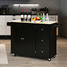 Load image into Gallery viewer, Gymax Drop-Leaf Kitchen Island Trolley Cart Wood Storage Cabinet w/ Spice Rack Black