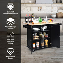 Load image into Gallery viewer, Gymax Drop-Leaf Kitchen Island Trolley Cart Wood Storage Cabinet w/ Spice Rack Black