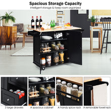 Load image into Gallery viewer, Gymax Drop-Leaf Kitchen Island Trolley Cart Wood Storage Cabinet w/ Spice Rack Black