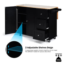 Load image into Gallery viewer, Gymax Drop-Leaf Kitchen Island Trolley Cart Wood Storage Cabinet w/ Spice Rack Black