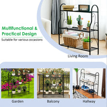Load image into Gallery viewer, Gymax 3-Tier Metal Plant Stand Elegant Scrollwork Pattern Flower Display Shelf
