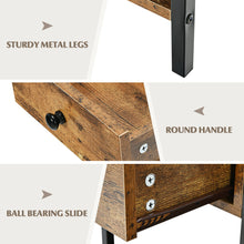 Load image into Gallery viewer, Gymax 2PCS Industrial End Side Table Nightstand with Drawer Shelf Rustic Brown