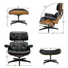 Load image into Gallery viewer, Gymax Mid Century Swivel Lounge Chair and Ottoman Set w/ Aluminum Alloy Base