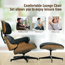 Load image into Gallery viewer, Gymax Mid Century Swivel Lounge Chair and Ottoman Set w/ Aluminum Alloy Base