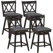 Load image into Gallery viewer, Gymax Set of 4 Barstools Swivel Counter Height Chairs w/Rubber Wood Legs