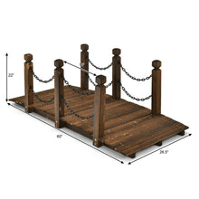 Load image into Gallery viewer, Gymax 5 ft Wooden Garden Bridge Arc Footbridge Stained Finish Walkway w/Rails