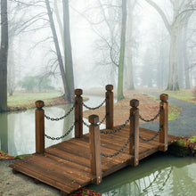 Load image into Gallery viewer, Gymax 5 ft Wooden Garden Bridge Arc Footbridge Stained Finish Walkway w/Rails