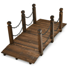 Load image into Gallery viewer, Gymax 5 ft Wooden Garden Bridge Arc Footbridge Stained Finish Walkway w/Rails