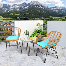 Load image into Gallery viewer, Gymax 3PCS Rattan Patio Bistro Set Conversation Furniture Set w/ Cushions