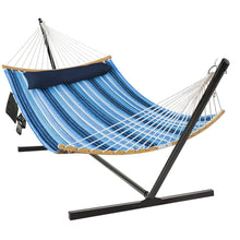 Load image into Gallery viewer, Gymax Swing Hammock Chair Set Hanging Bed w/ Heavy-Duty Steel Stand Cup Holder