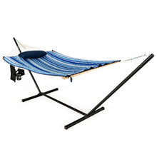 Load image into Gallery viewer, Gymax Swing Hammock Chair Set Hanging Bed w/ Heavy-Duty Steel Stand Cup Holder