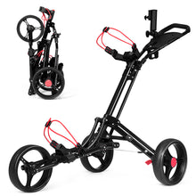 Load image into Gallery viewer, Gymax 3 Wheels Golf Push Pull Cart Folding Golf Pull Trolley w/ Adjustable Handle