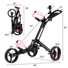 Load image into Gallery viewer, Gymax 3 Wheels Golf Push Pull Cart Folding Golf Pull Trolley w/ Adjustable Handle
