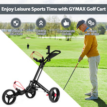 Load image into Gallery viewer, Gymax 3 Wheels Golf Push Pull Cart Folding Golf Pull Trolley w/ Adjustable Handle