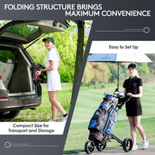 Load image into Gallery viewer, Gymax 3 Wheels Golf Push Pull Cart Folding Golf Pull Trolley w/ Adjustable Handle