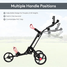 Load image into Gallery viewer, Gymax 3 Wheels Golf Push Pull Cart Folding Golf Pull Trolley w/ Adjustable Handle
