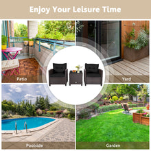 Load image into Gallery viewer, Gymax 3PCS Outdoor Patio Rattan Conversation Set Garden Yard w/ Black Cushions