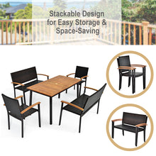 Load image into Gallery viewer, Gymax 5PCS Rattan Outdoor Dining Set Patio Furniture Set w/ Wooden Tabletop