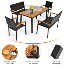 Load image into Gallery viewer, Gymax 5PCS Rattan Outdoor Dining Set Patio Furniture Set w/ Wooden Tabletop