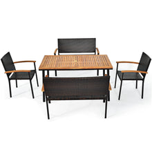 Load image into Gallery viewer, Gymax 5PCS Rattan Outdoor Dining Set Patio Furniture Set w/ Wooden Tabletop
