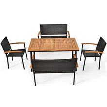 Load image into Gallery viewer, Gymax 5PCS Rattan Outdoor Dining Set Patio Furniture Set w/ Wooden Tabletop