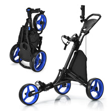 Load image into Gallery viewer, Gymax 3-Wheel Foldable Golf Push Pull Cart Trolley w/ Adjustable Handle