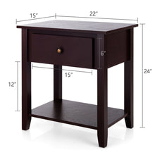 Load image into Gallery viewer, Gymax 2PCS Nightstand Sofa End Side Table W/ Storage Drawer Bottom Shelf Espresso