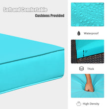 Load image into Gallery viewer, Gymax 3PCS Patio Wicker Rattan Conversation Set Outdoor Furniture Set w/ Turquoise Cushion