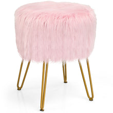 Load image into Gallery viewer, Gymax Faux Fur Vanity Chair Makeup Stool Furry Padded Seat Round Ottoman
