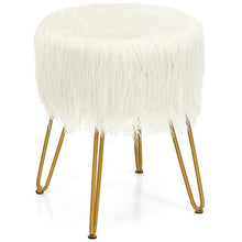 Load image into Gallery viewer, Gymax Faux Fur Vanity Chair Makeup Stool Furry Padded Seat Round Ottoman